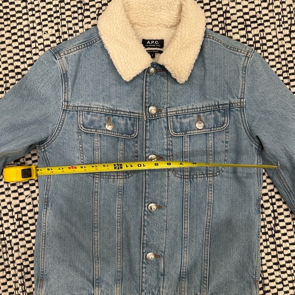 A.P.C. Light Blue Denim Jacket with Shearling Collar - Picture 5 of 6
